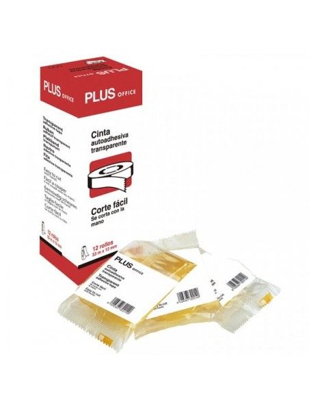 12mm x 33m cinta adhesiva transparente Plus Office