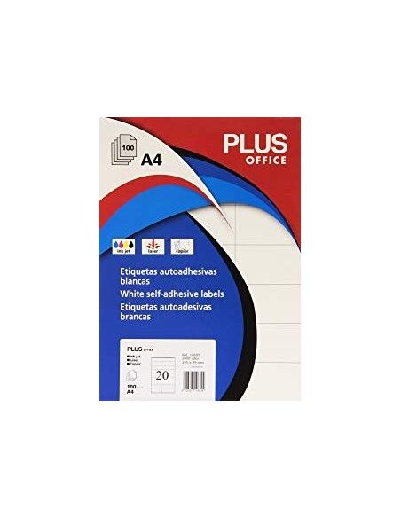 Plus Office Etiquetas 105x29 autoadhesivas blancas de cantos rectos (2000 eti/caja)