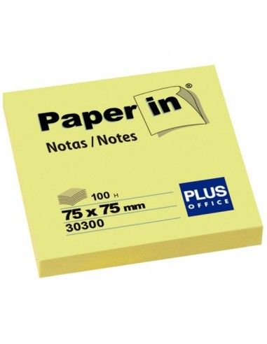 Plus Office Bloc Notas Adhesivas Paper In 75mmx75mm Amarillas 100 Hojas