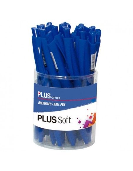 BOLIGRAFO RETRACTIL PLUS OFFICE PLUS SOFT TACTO GOMA TRAZO 0,7MM BOTE 25 UNIDADES TINTA VFI AZUL