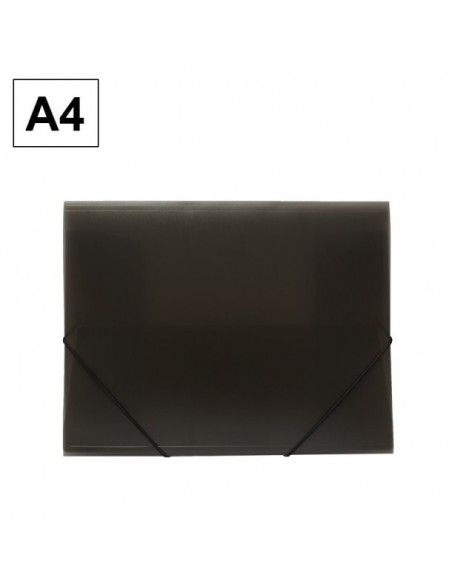 Carpeta Plus Office A4 polipropileno gomas y solapas humo