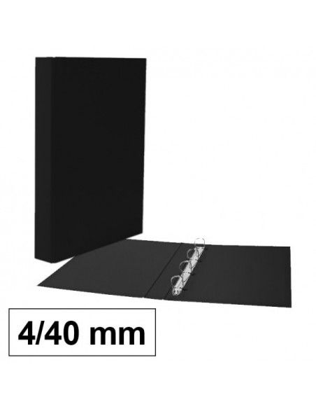 Carpeta de anillas y cartón forrado en PP 4/40 negro