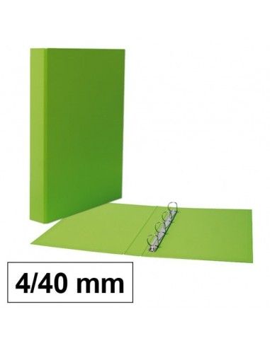 Carpeta de anillas y cartón forrado en PP 4/40mm verde claro