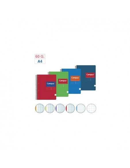Bloc tapa dura microperforado A4 160h 60gr Cuadrícula 5mm 5 bandas color