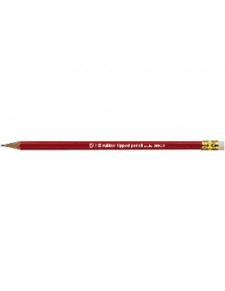 5 STAR Lapiz Madera HB Acabado barniz rojo Con goma hexagonal