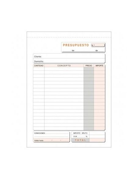 Plus Office Talonario Presupuestos Natural 145mmx207mm Duplicado 50 Juegos