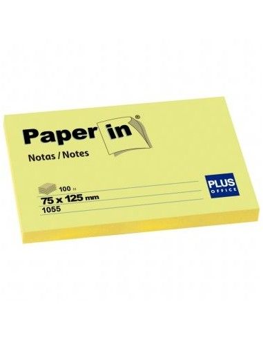 Plus Office Bloc Notas Adhesivas Paper In 75mmx125mm Amarillas 100 Hojas