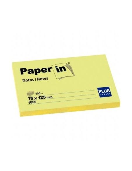 Plus Office Bloc Notas Adhesivas Paper In 75mmx125mm Amarillas 100 Hojas