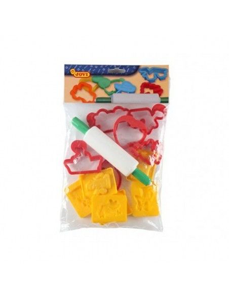 MOLDES PLASTILINA 12 UNIDADES Y RODILLO