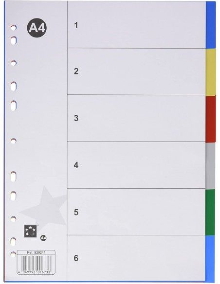 Separadores de polipropileno, 6 posiciones, multicolor