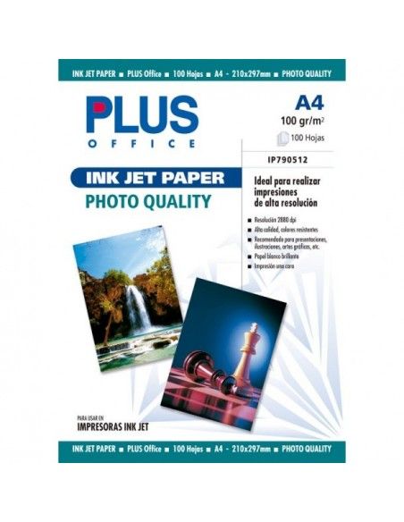 Plus Office Papel Fotográfico A4 Inkjet Paper 2880 Dpi 100g 100 Hojas