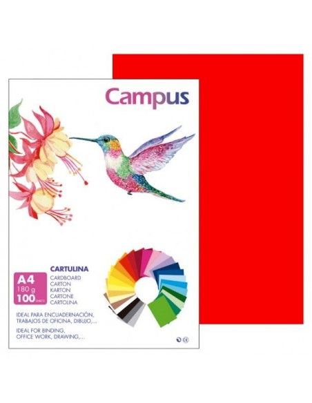 Campus Cartulina A4 Rojo 180 g