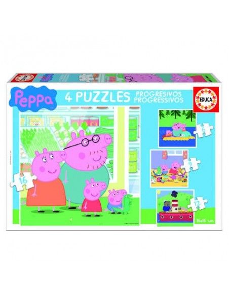 PUZZLE PROGRESIVOS PEPPA PIG 6-9-12-16 DE 3-5 AÑOS EDUCA BORRAS
