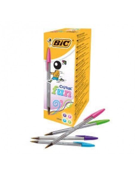 Bic Cristal Fun - Punta Redonda de 1.6mm - Trazo 0.42mm - Tinta con Base de Aceite - Colores Surtidos