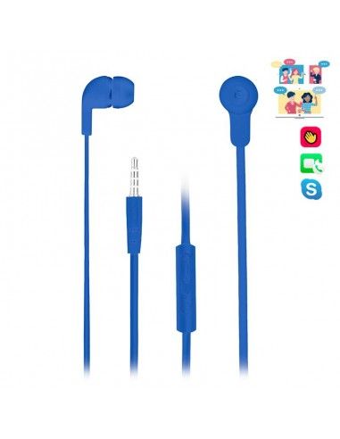 NGS Cross Skipe Auriculares Intrauditivos - Microfono Integrado - Jack 3.5mm - Asistente Voz - Cable de 1.20m - Color Azul
