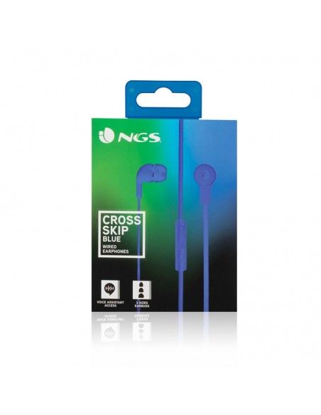 NGS Cross Skipe Auriculares Intrauditivos - Microfono Integrado - Jack 3.5mm - Asistente Voz - Cable de 1.20m - Color Azul