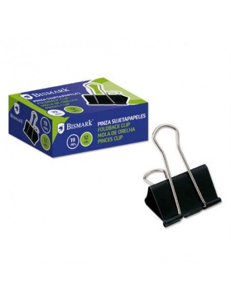 PINZA SUJETAPAPELES 19 MM. PALA ABATIBLE COLOR NEGRO