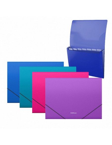 ARCHIVADOR ACORDEÓN DIAGONAL VIVID, 12 FUNDAS, A4, COLORES SURTIDOS