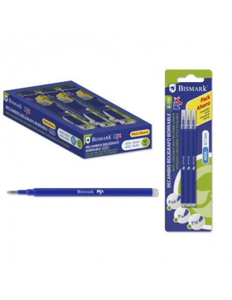 SET 3 UNIDADES RECAMBIO BOLIGRAFO BORRABLE AZUL