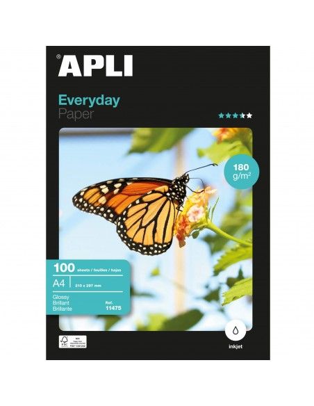APLI PAQUETE 100 HOJAS PAPEL 180G A4 INK GL 11475