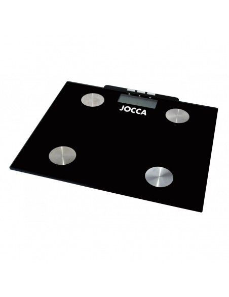 Jocca Bascula de Baño Mide Grasa - Pantalla LCD - 10 Memorias - Plataforma de Cristal - Peso Max. 150kg - Auto Apagado