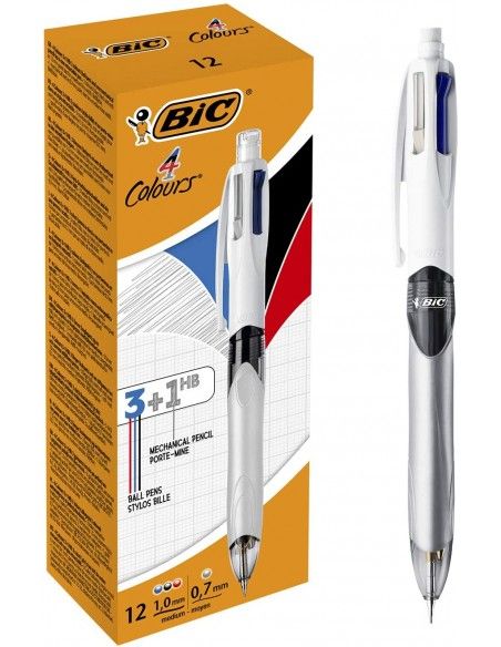 BIC BOLIGRAFO 4 COLORES MULTIFUNCION AZUL/ROJO/NEGRO Y PORTAMINAS 942104