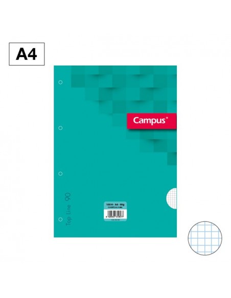 Recambio Campus 4 Taladros A4 100H 90gr Cuadrícula 4mm