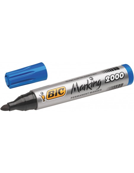 BIC MARCADOR PERMANENTE 2000 PUNTA REDONDA TRAZO 1,7MM AZUL