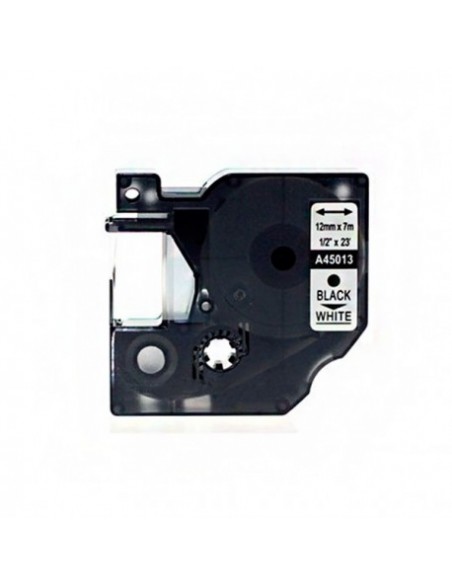 Dymo D1 45013 Cinta de Etiquetas Compatible para Rotuladora - Texto negro sobre fondo blanco - Ancho 12mm x 7 metros