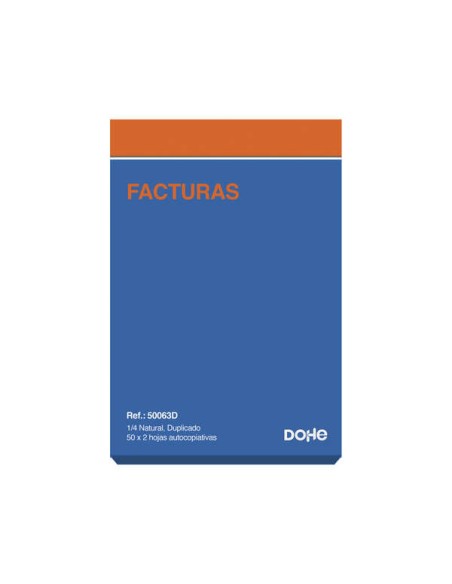 Dohe Talonario de Facturas - Cuarto Natural - 50x2 Hojas Autocopiativas - Duplicado